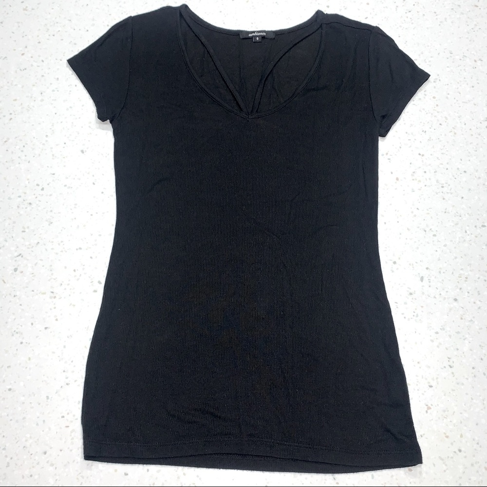 Plain black shirt with simple neck details